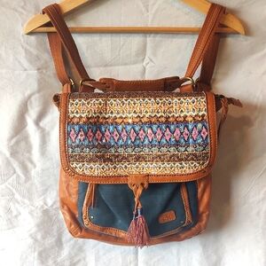 The Sak Bohemian Brown and Blue Backpack